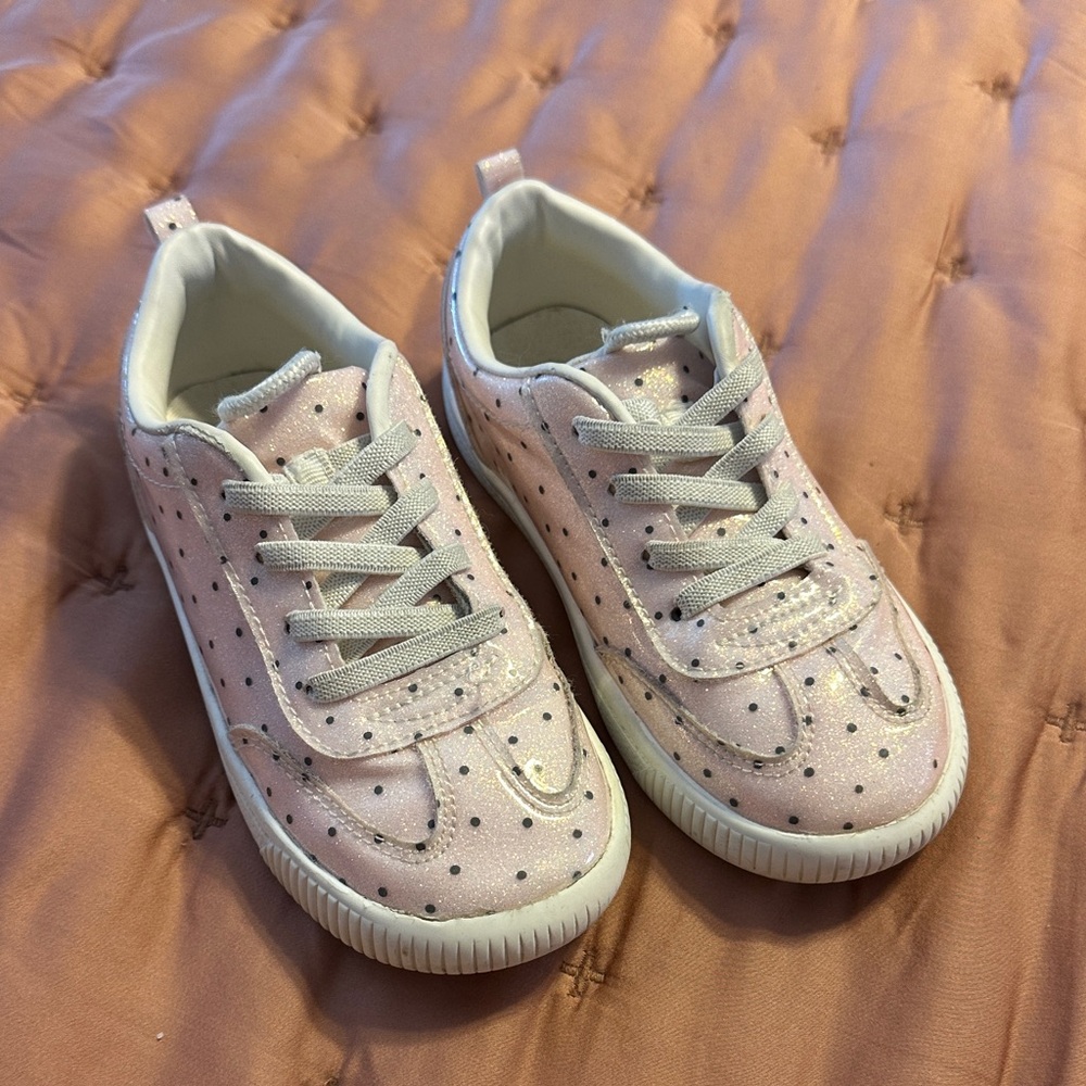 Carters Girls' Pink Glitter Polka Dot Sneakers - Kids Shoes size 11